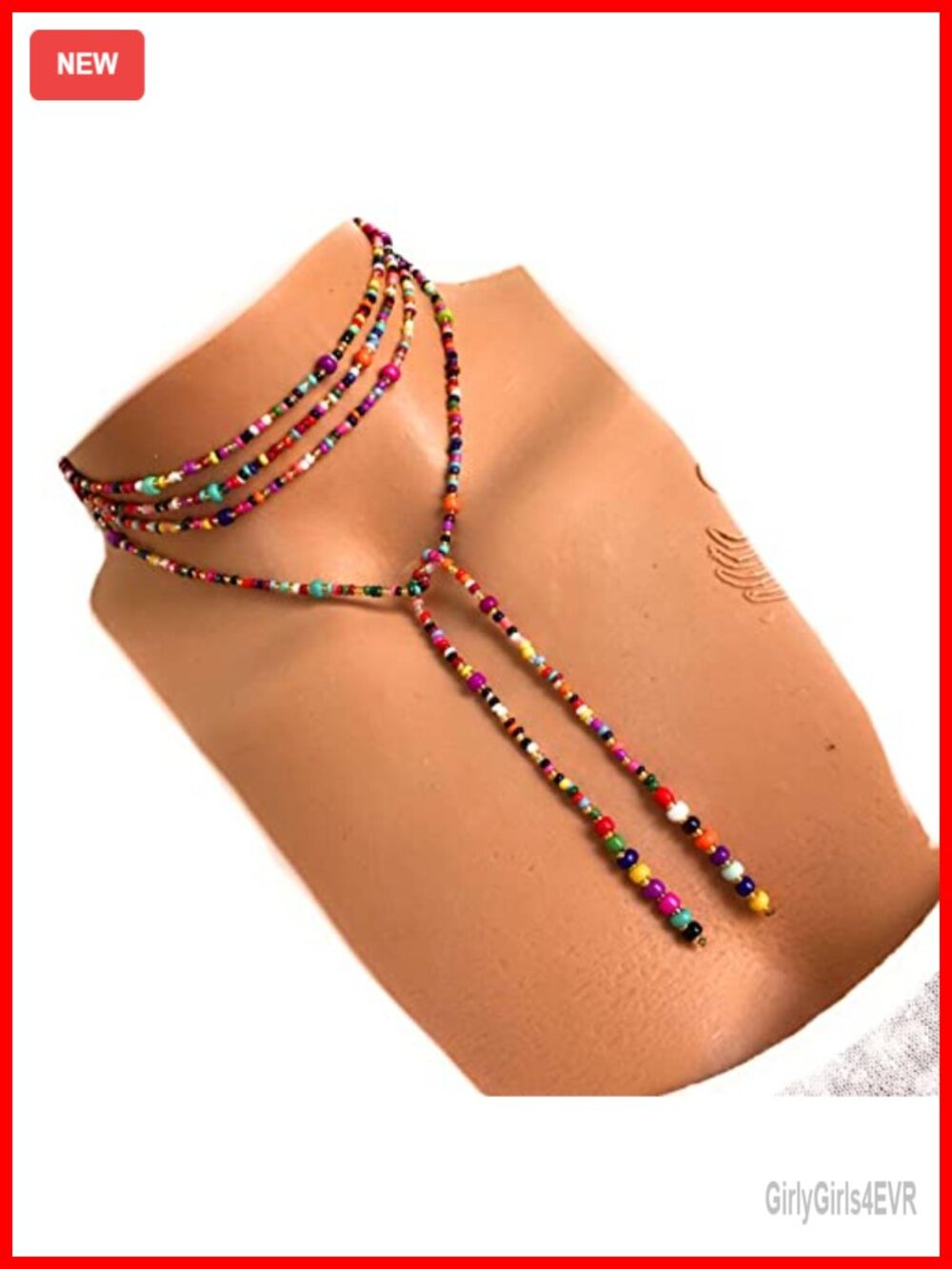 Handmade Lariat Necklace, 61 Inch Long Beaded Choker Wrap Necklace